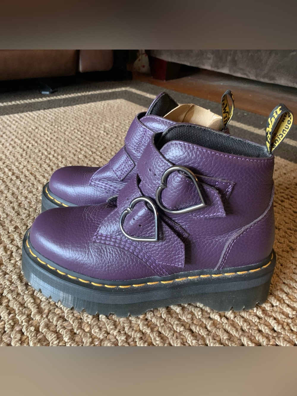 Dr. Martens Devon Heart Ankle Boots in Deep Purple - Picture 3 of 10